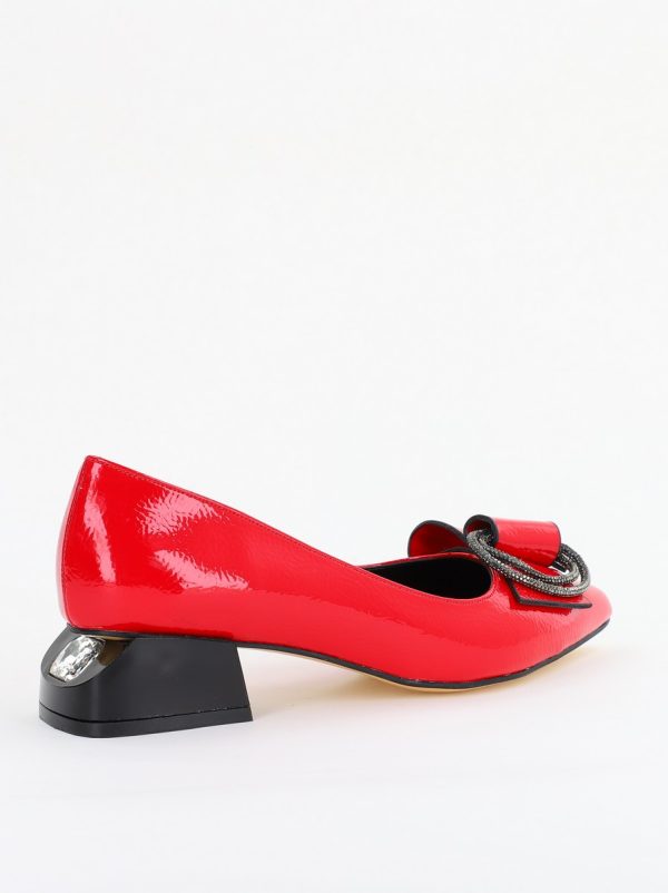 Pantofi cu Toc Eleganti din Piele Ecologica Texturată culoare Rosu lucios - BS155BA2401514 6