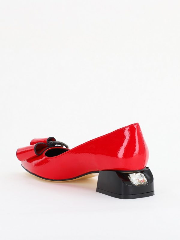 Pantofi cu Toc Eleganti din Piele Ecologica Texturată culoare Rosu lucios - BS155BA2401514 7