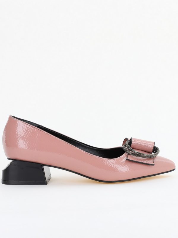 Pantofi cu Toc Eleganti din Piele Ecologica Texturată culoare Roz lucios - BS155BA2401512 4