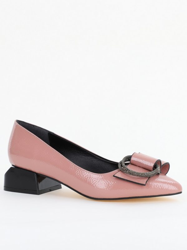Incaltaminte Dama - Pantofi cu Toc Eleganti din Piele Ecologica Texturată culoare Roz lucios - BS155BA2401512