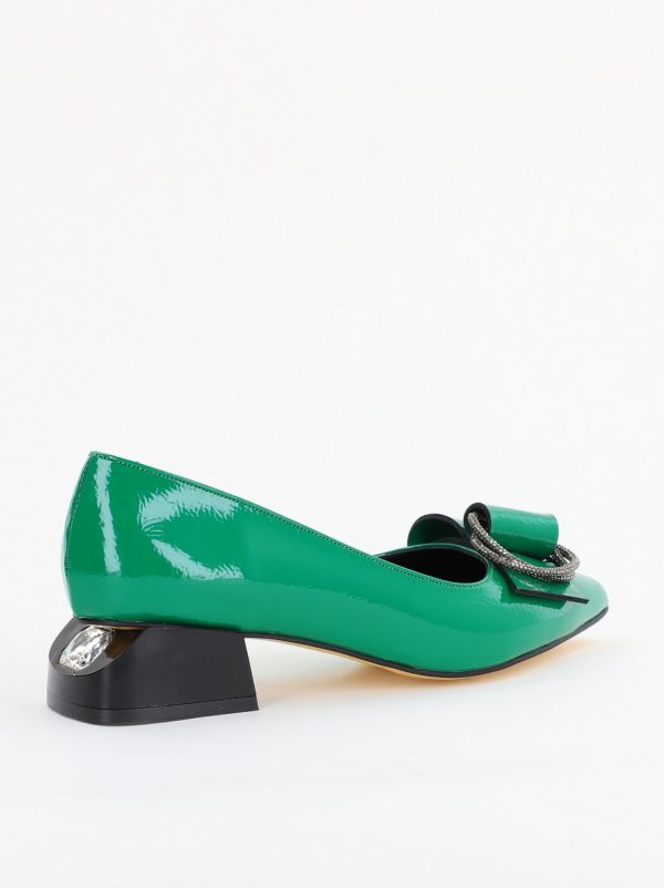 Pantofi cu Toc Eleganti din Piele Ecologica Texturată culoare Verde lucios - BS155BA2401515 6
