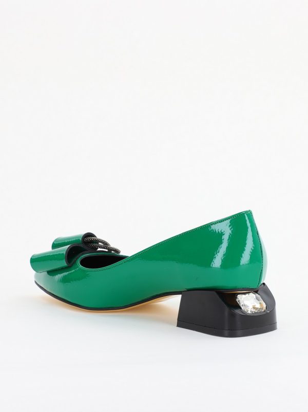 Pantofi cu Toc Eleganti din Piele Ecologica Texturată culoare Verde lucios - BS155BA2401515 7