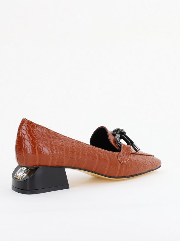 Pantofi cu Toc Eleganti din Piele Ecologica Texturată Maro - BS156CBA2401505 7