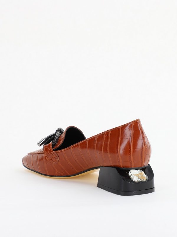Pantofi cu Toc Eleganti din Piele Ecologica Texturată Maro - BS156CBA2401505 8