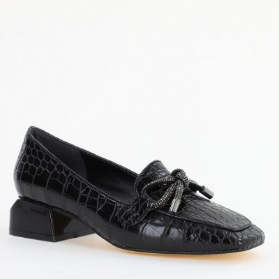 Incaltaminte Dama - Pantofi cu Toc Eleganti din Piele Ecologica Texturată Negru - BS156CBA2401502