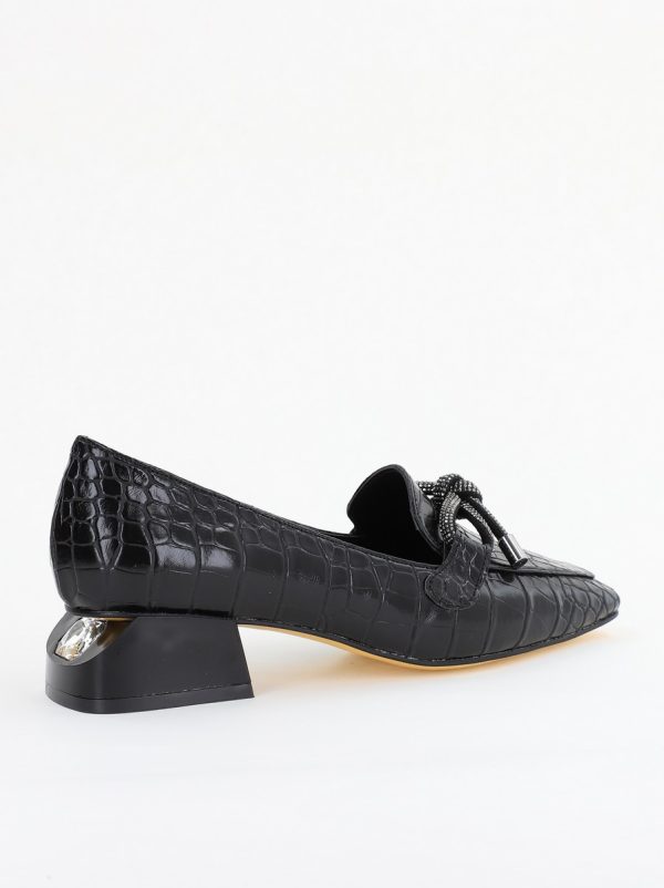 Pantofi cu Toc Eleganti din Piele Ecologica Texturată Negru - BS156CBA2401502 6
