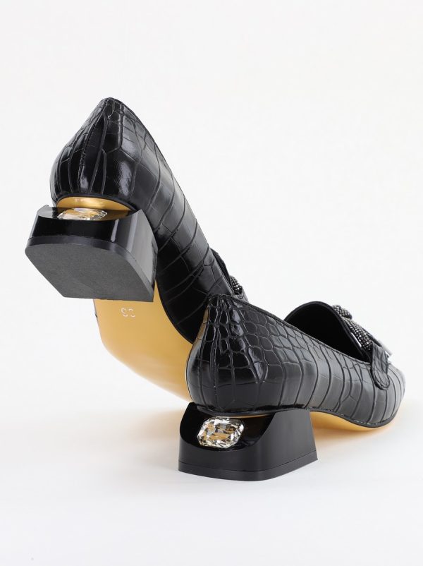 Pantofi cu Toc Eleganti din Piele Ecologica Texturată Negru - BS156CBA2401502 8