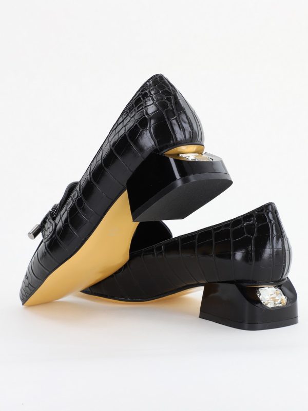 Pantofi cu Toc Eleganti din Piele Ecologica Texturată Negru - BS156CBA2401502 9