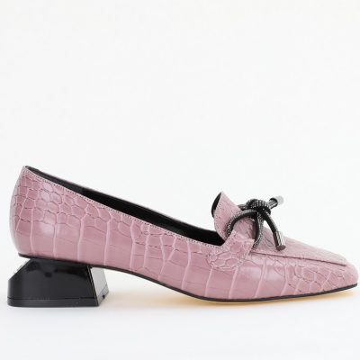 Pantofi cu Toc Eleganti din Piele Ecologica Texturată Roz - BS156CBA2401503