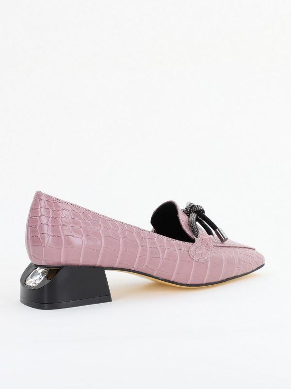 Pantofi cu Toc Eleganti din Piele Ecologica Texturată Roz - BS156CBA2401503 6