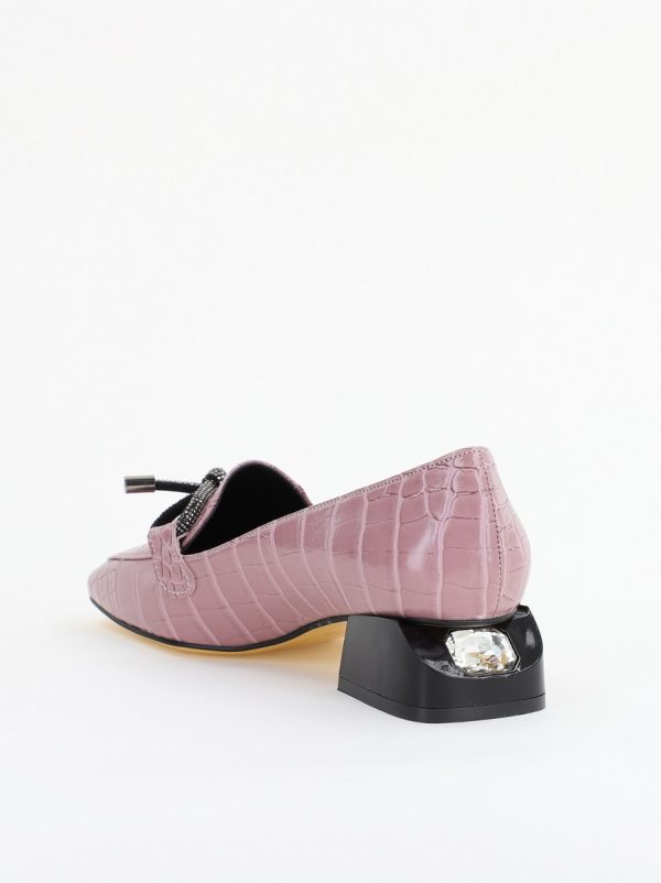 Pantofi cu Toc Eleganti din Piele Ecologica Texturată Roz - BS156CBA2401503 7