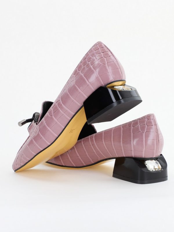 Pantofi cu Toc Eleganti din Piele Ecologica Texturată Roz - BS156CBA2401503 9
