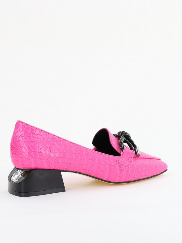 Pantofi cu Toc Eleganti din Piele Ecologica Texturată Roz Fuchsia - BS156CBA2401509 7