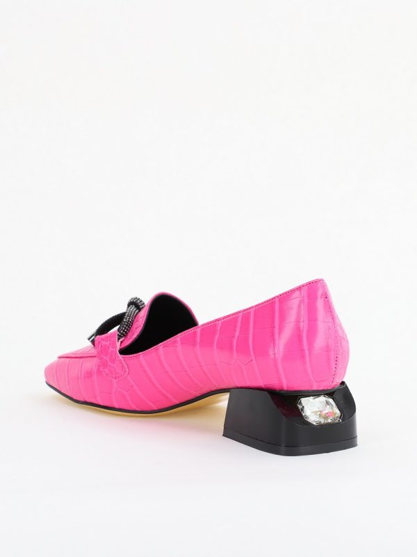 Pantofi cu Toc Eleganti din Piele Ecologica Texturată Roz Fuchsia - BS156CBA2401509 8