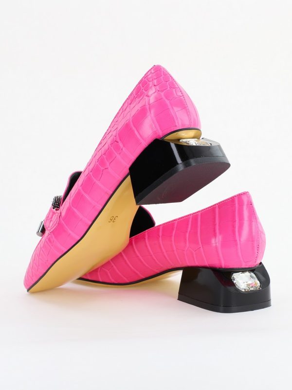 Pantofi cu Toc Eleganti din Piele Ecologica Texturată Roz Fuchsia - BS156CBA2401509 10