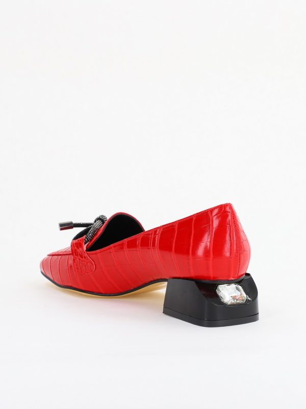 Pantofi cu Toc Eleganti din Piele Ecologica Texturată Rosu - BS156CBA2401504 8