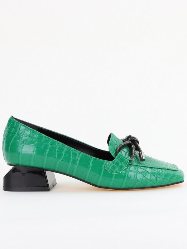 Pantofi cu Toc Eleganti din Piele Ecologica Texturată Verde - BS156CBA2401506 173