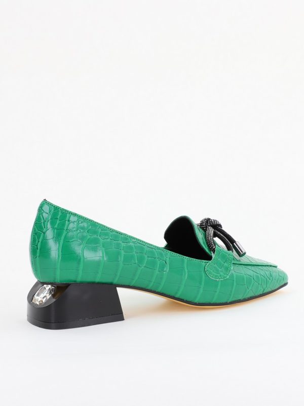 Pantofi cu Toc Eleganti din Piele Ecologica Texturată Verde - BS156CBA2401506 7