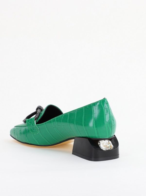 Pantofi cu Toc Eleganti din Piele Ecologica Texturată Verde - BS156CBA2401506 8