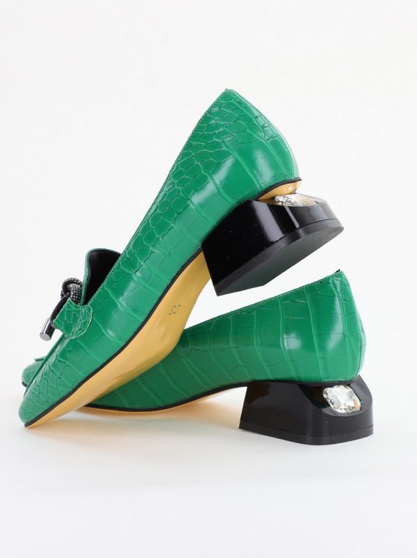 Pantofi cu Toc Eleganti din Piele Ecologica Texturată Verde - BS156CBA2401506 10
