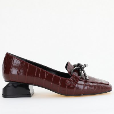 Pantofi cu Toc Eleganti din Piele Ecologica Texturată Vișiniu - BS156CBA2401511