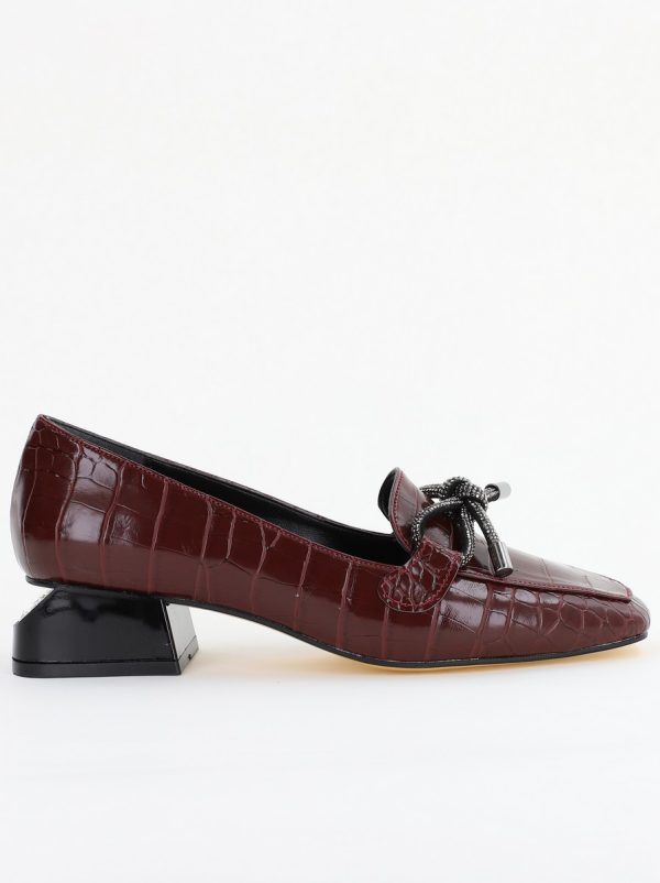 Pantofi cu Toc Eleganti din Piele Ecologica Texturată Vișiniu - BS156CBA2401511 4