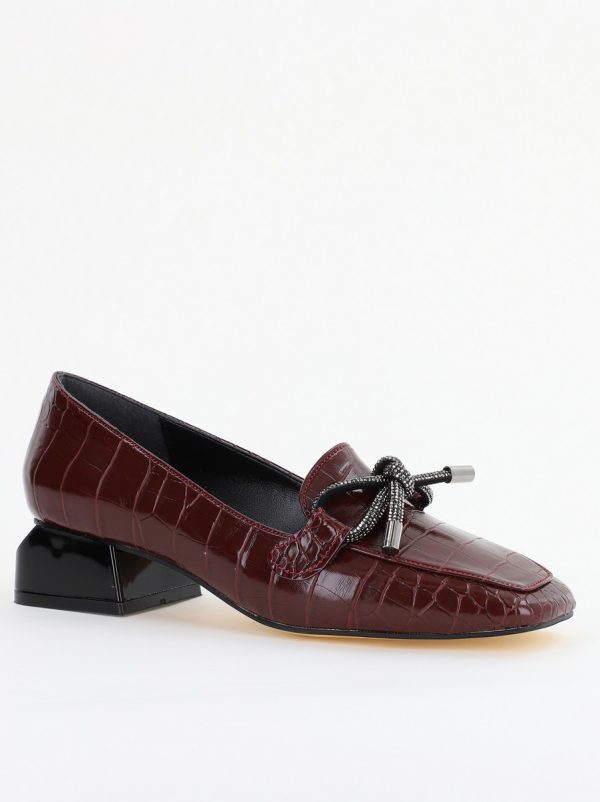 Pantofi cu Toc Eleganti din Piele Ecologica Texturată Vișiniu - BS156CBA2401511 5