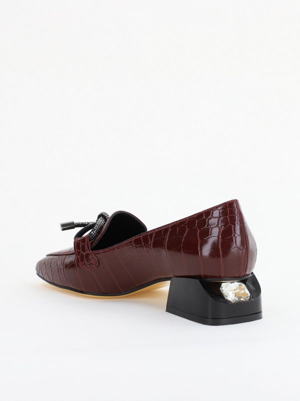 Pantofi cu Toc Eleganti din Piele Ecologica Texturată Vișiniu - BS156CBA2401511 7