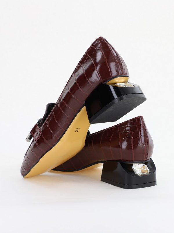 Pantofi cu Toc Eleganti din Piele Ecologica Texturată Vișiniu - BS156CBA2401511 9