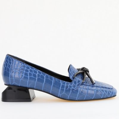 Pantofi cu Toc Eleganti din Piele Ecologica Texturată Albastru - BS156CBA2401513