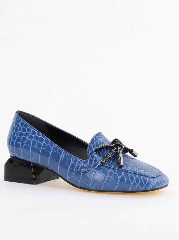Pantofi cu Toc Eleganti din Piele Ecologica Texturată Albastru - BS156CBA2401513 5