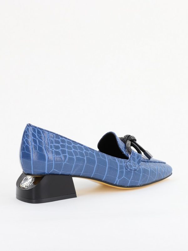 Pantofi cu Toc Eleganti din Piele Ecologica Texturată Albastru - BS156CBA2401513 6