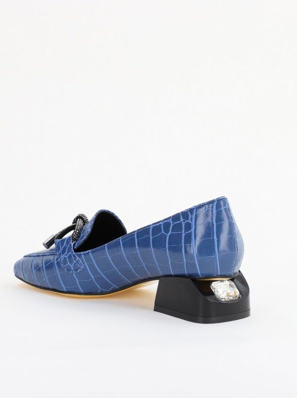 Pantofi cu Toc Eleganti din Piele Ecologica Texturată Albastru - BS156CBA2401513 7