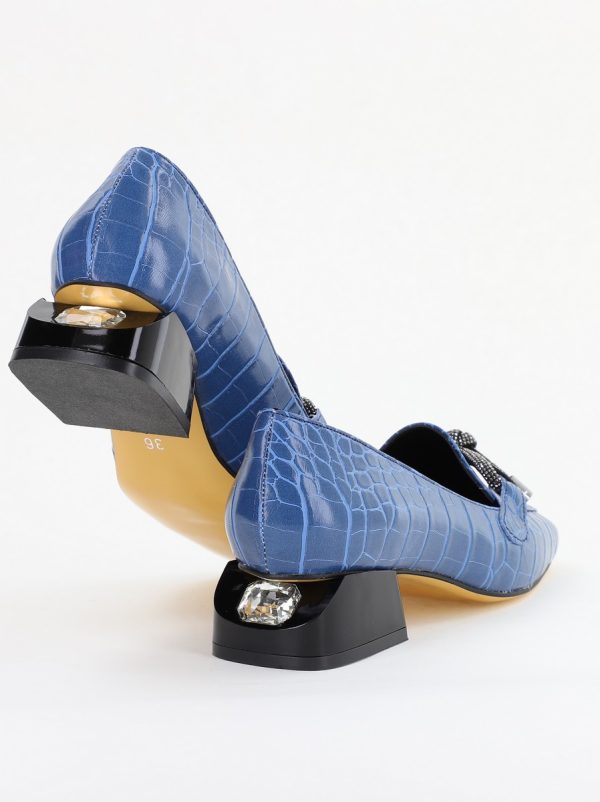 Pantofi cu Toc Eleganti din Piele Ecologica Texturată Albastru - BS156CBA2401513 8