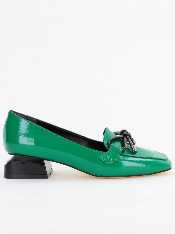 Pantofi cu Toc jos Eleganti din Piele Ecologica Verde - BS156BA2401501 4