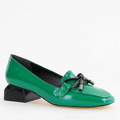 Incaltaminte Dama - Pantofi cu Toc jos Eleganti din Piele Ecologica Verde - BS156BA2401501