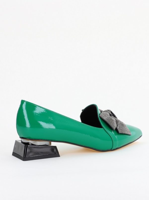 Pantofi cu Toc Jos Eleganti cu Fundita din Piele Ecologica culoare Verde (BS162BA2401522) 6