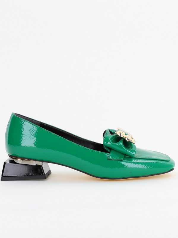 Pantofi cu Toc jos Eleganti din Piele Ecologica Verde - BS161BA2401520 4