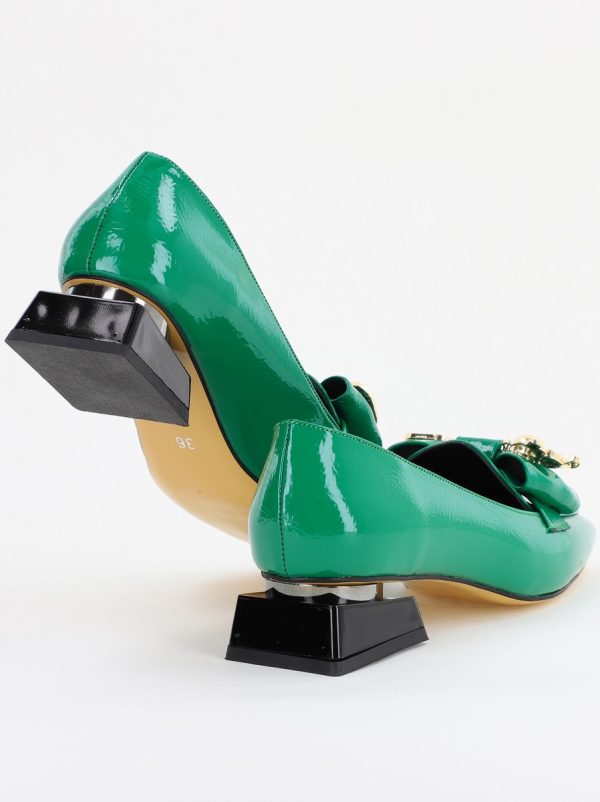 Pantofi cu Toc jos Eleganti din Piele Ecologica Verde - BS161BA2401520 7