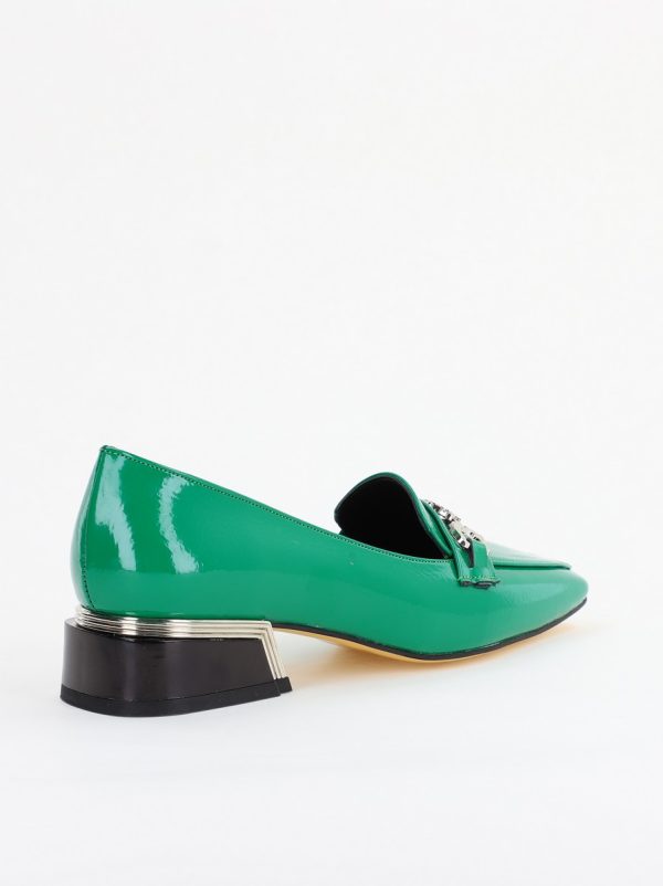 Pantofi cu Toc jos Eleganti Ornamente cu Pietricele din Piele Ecologica Verde Lucios - BS152BA2401519 6