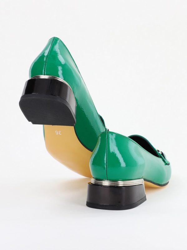 Pantofi cu Toc jos Eleganti Ornamente cu Pietricele din Piele Ecologica Verde Lucios - BS152BA2401519 7