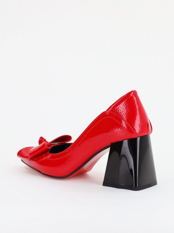 Pantofi Damă cu Toc din Piele Ecologică cu fundiță roșu lucios (BS2000D2401592) 8