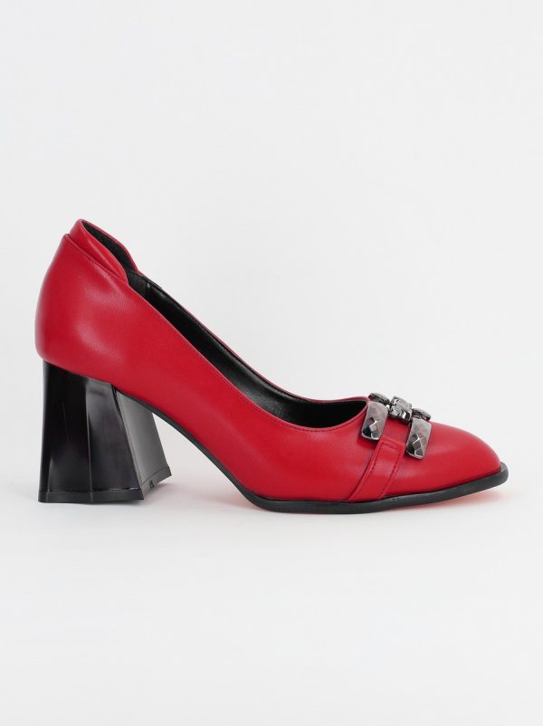 Pantofi Dama cu Toc din Piele Ecologica Roșu - BS680PT2401570 7