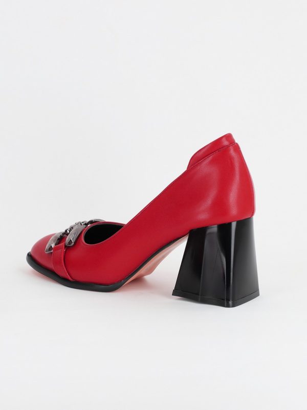 Pantofi Dama cu Toc din Piele Ecologica Roșu - BS680PT2401570 5