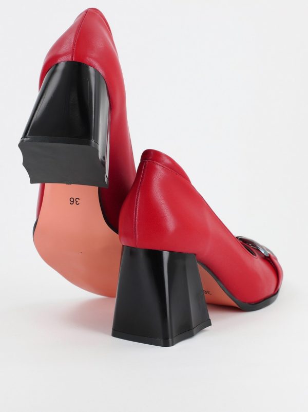 Pantofi Dama cu Toc din Piele Ecologica Roșu - BS680PT2401570 6