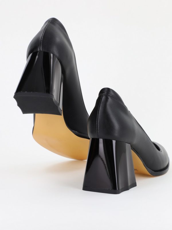 Pantofi Dama Negri cu Toc Inalt, Piele Eco, cu Varf Rotund - BS612PT2401619 177