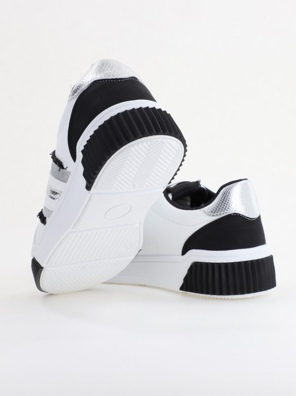 Pantofi damă sport casual piele ecologică Alb cu Negru (BS322EV2401647) 7