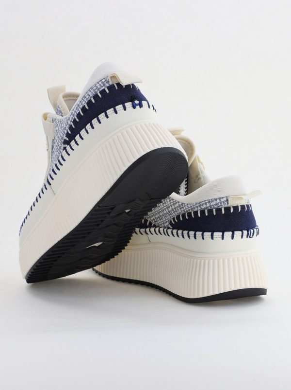 Pantofi damă sport piele ecologică si textil Bleumarin Bej (BS288EV2401636) 7