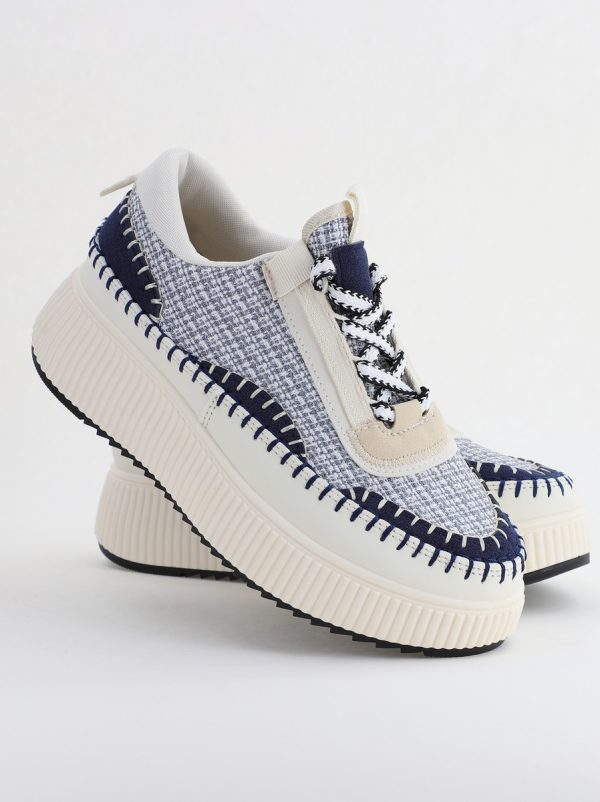 Pantofi damă sport piele ecologică si textil Bleumarin Bej (BS288EV2401636) 8