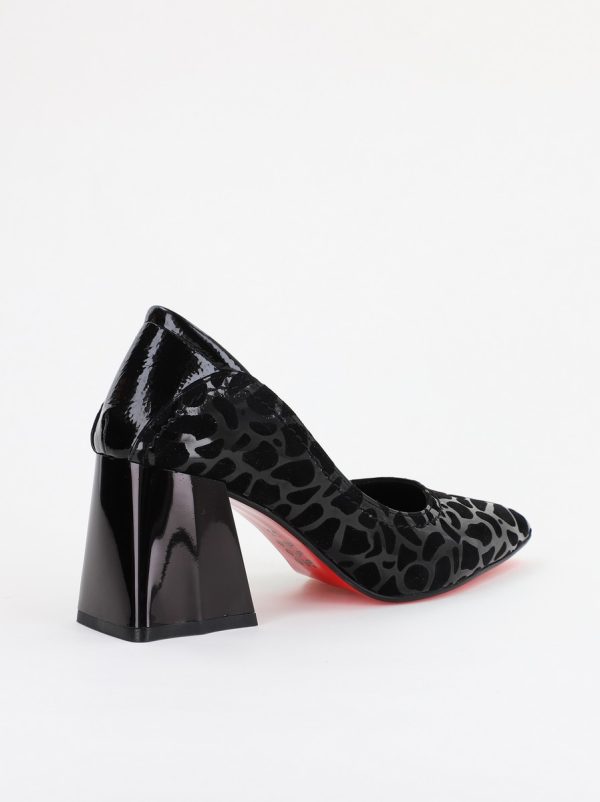 Pantofi Dama Toc Piele Ecologica negru cu model (BS2001D2401612) 6